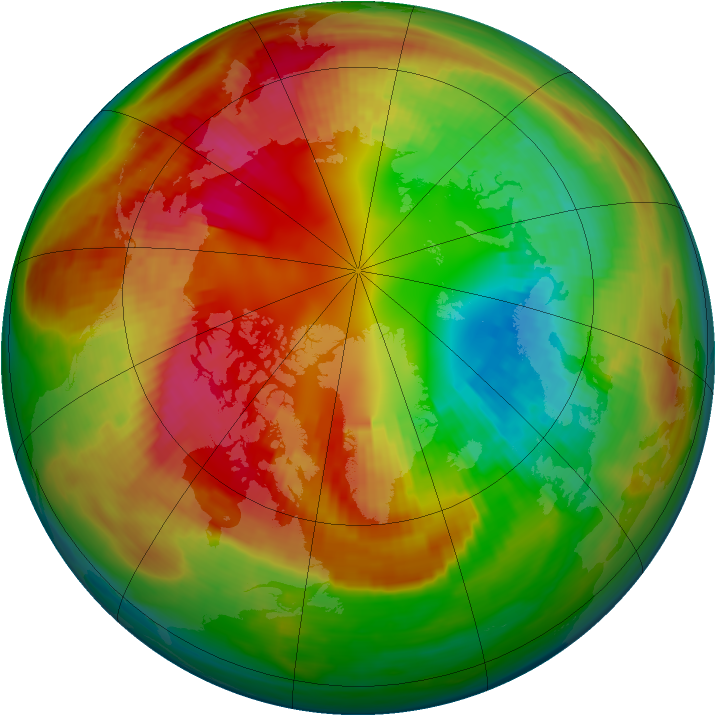 Arctic ozone map for 19 February 1984